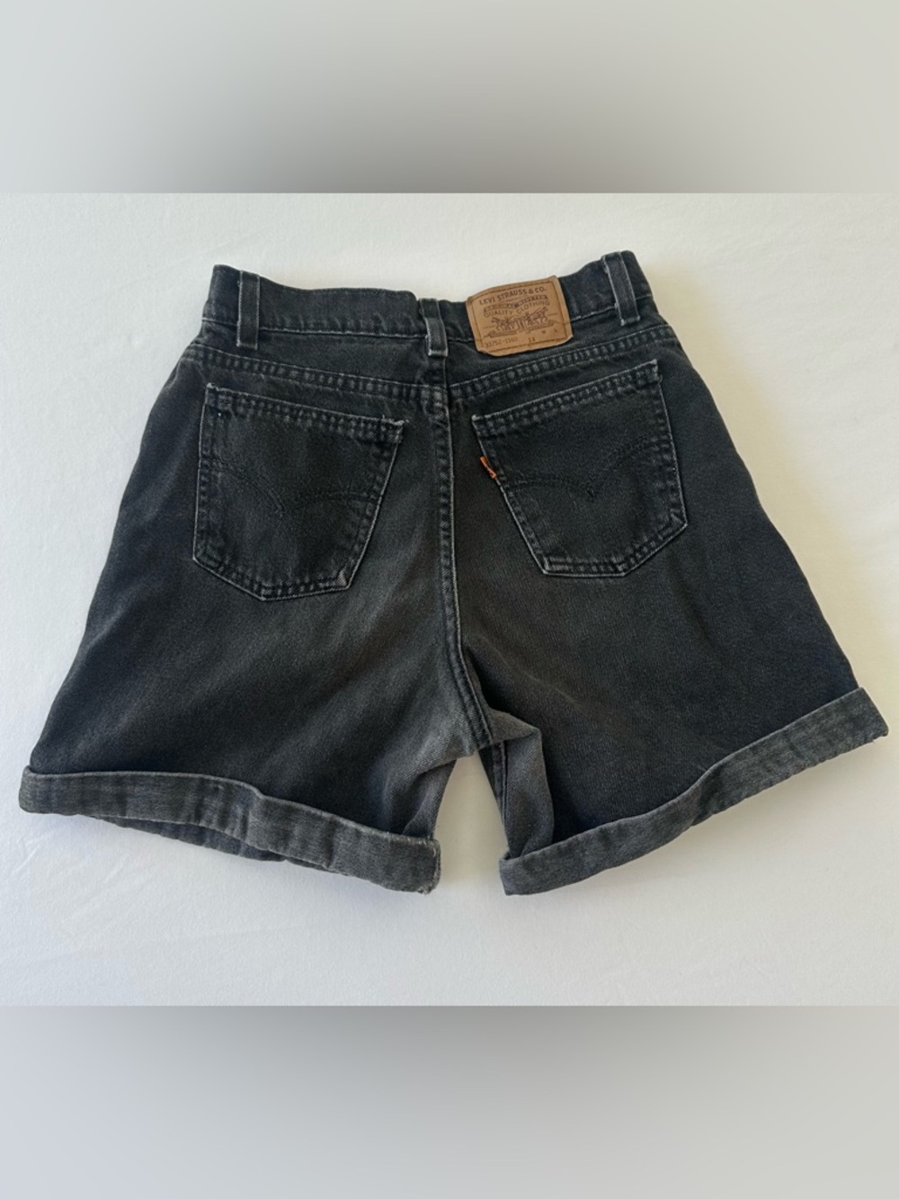Vintage orange tab Levi's Washed Black Rolled-Hem Denim Shorts
